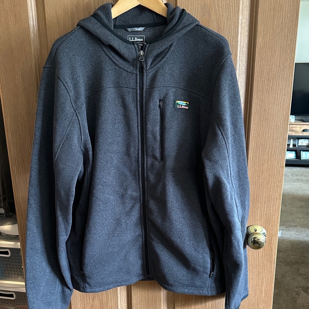 L.L. Bean Dark Gray Hooded Full-Zip Fleece Jacket